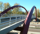 Arch bridge over E4 at Upplands Vasby