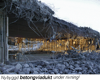 New concrete bridge being demolished