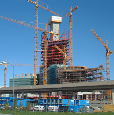 Kista Science Tower under construction, the tallest office building in Sweden