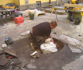 Arrangement of inspection area in concrete deck with old encased steel beams