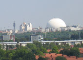Skyline with the Stockholm Globe Arena, where a new service platform is being erected