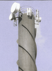 Existing chimney with added antennas, increasing the wind loading